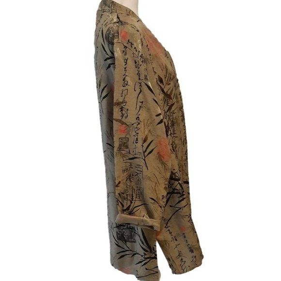 CHICO'S Design Oriental Print Nehru Jacket Topper - Picture 3 of 7